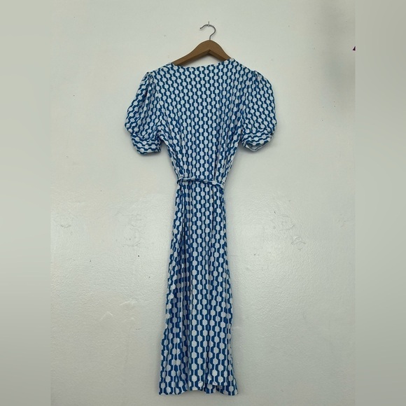 NWT Boden Knot Detail Jersey Mini Dress in Moroccan blue, Geo Azure - Picture 4 of 11